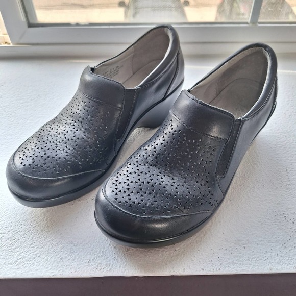 Alegria black leather laser cut classic clog size 39 - Picture 1 of 8